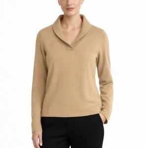 Pursuits Ltd. Women's Tan 100% Cashmere Shawl Collar LS Sweater Size XL